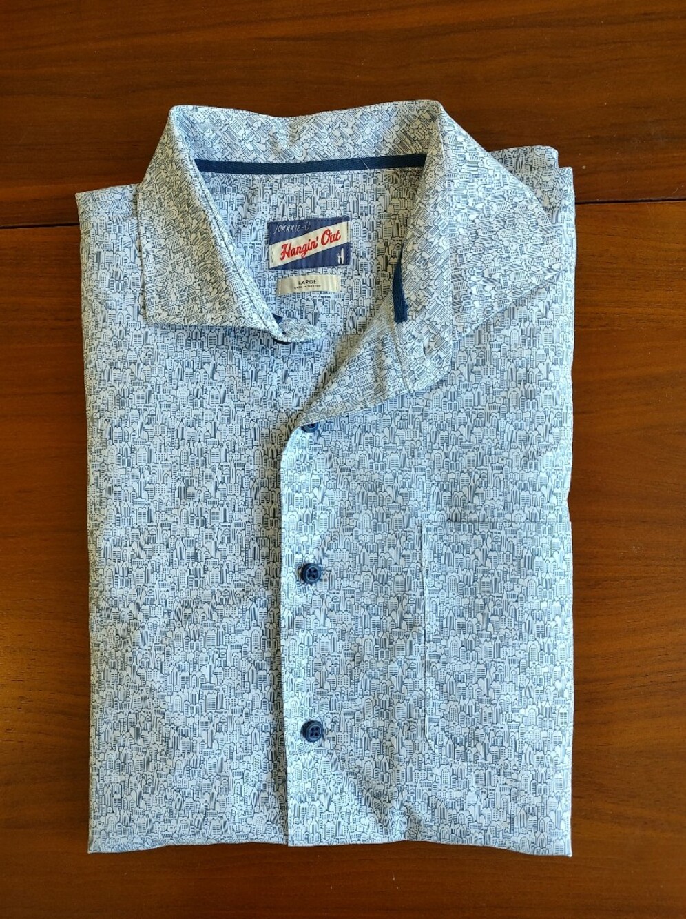 Johnnie-O Hangin Out Cityscape Miguel Button Down Shirt Camp Golf Large